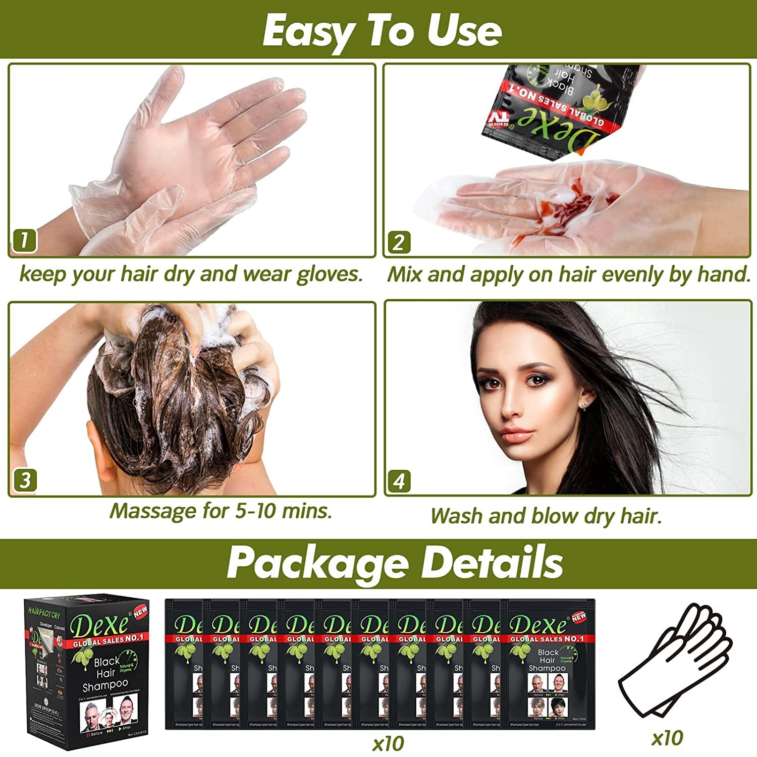 Dexe Black Hair Shampoo - Complete Step-by-Step Usage Instructions